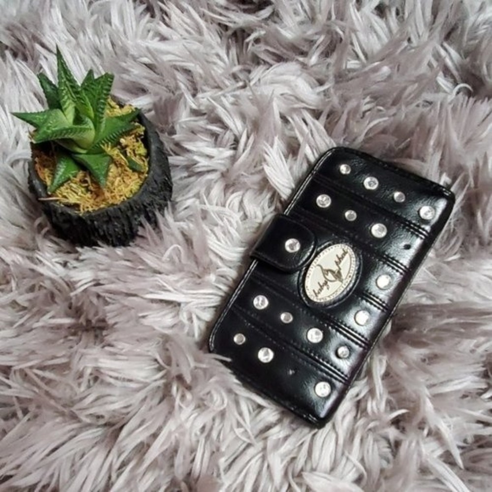 Baby Phat black bifold jeweled detail wallet vintage
